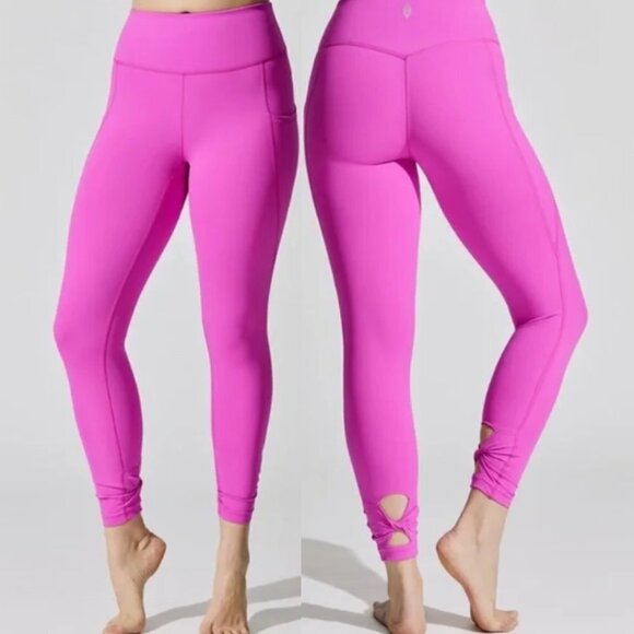 Free People Solid Wave Rider Athletic 7/8 Leggings Pink Magenta Barbiecore Small - Picture 1 of 9